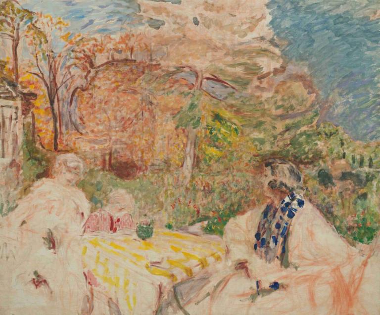 Femmes Et Enfant Au Clos Cézanne,Kvinnor och barn på Clos Cézanne,Edouard Vuillard,Tempera,Tempera, tabell