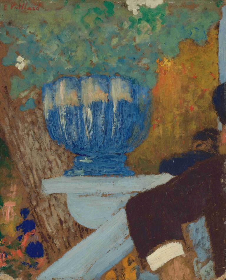 La Coupe Bleue,Piala Biru,Edouard Vuillard,Lukisan cat minyak,Lukisan cat minyak, pohon, di luar rumah