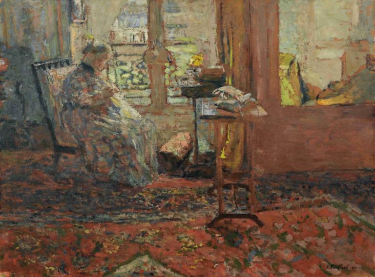 La Couseuse Devant La Fenêtre,Ompelijatar ikkunan edessä,Edouard Vuillard,Öljymaalaus,Öljymaalaus, tuoli