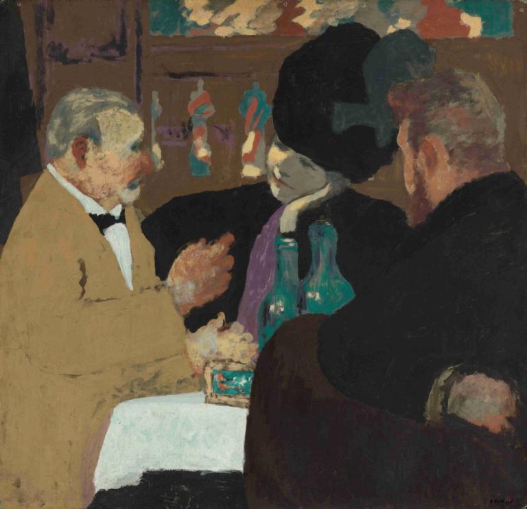 La Partie De Plaisir,Edouard Vuillard,Pittura ad olio,Pittura ad olio, più ragazzi, cappello, formale