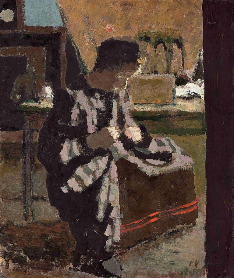 La couture,Menjahit,Edouard Vuillard,Lukisan cat minyak,Lukisan cat minyak, solo, 1 anak laki-laki