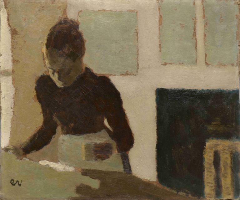 Laundress,Edouard Vuillard,Oil Painting,Oil Painting, solo, long sleeves, traditional media, shirt, 1boy