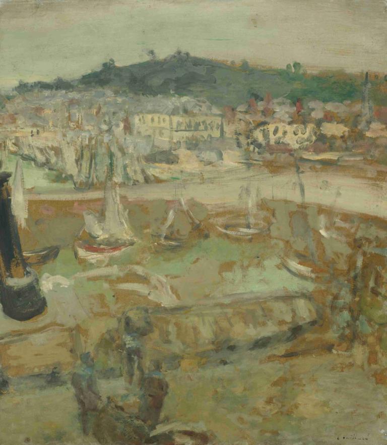 Le Petit Port, Honfleur,Edouard Vuillard,Temperatur,Temperatur, perahu, kapal, pemandangan, di luar rumah