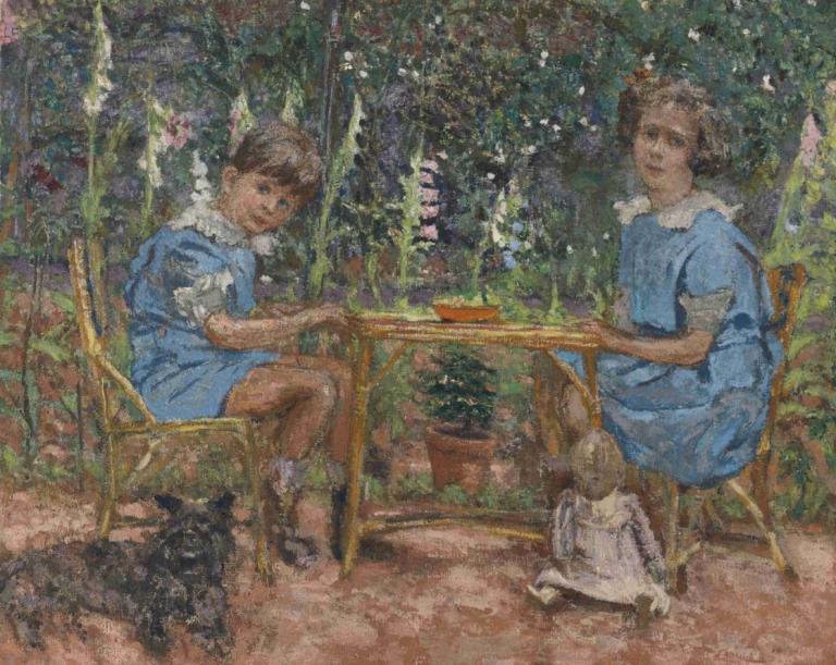 Les Enfants Bassiano,Bassiano Niños,Edouard Vuillard,Pintura al óleo,Pintura al óleo, varias chicas, 2 chicas