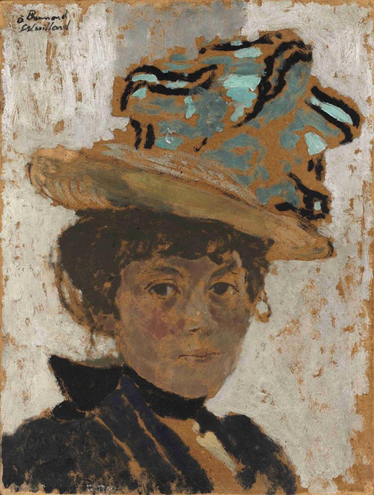 Madame Bonnard,Edouard Vuillard,Oil Painting,Oil Painting, solo, hat, 1boy, male focus, brown hair, portrait