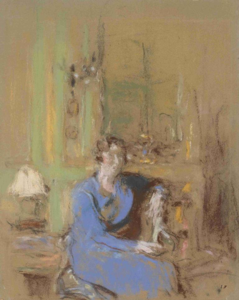 Madame Lucien Sauphar, Assise Dans Son Salon,坐在客厅里的吕西安-索帕尔夫人,Edouard Vuillard,爱德华-维亚,蛋彩画,蛋彩画, 独奏, 1男孩, 坐着