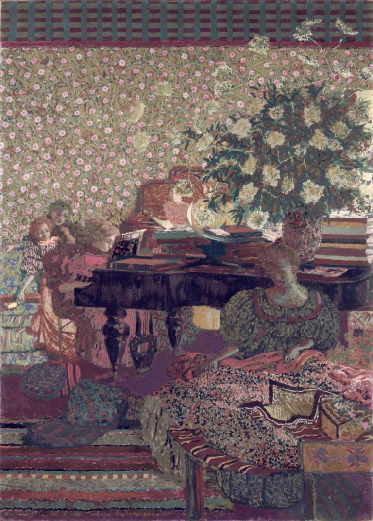 Personnages dans un intérieur. La musique,Edouard Vuillard,Peinture à l'huile,Peinture à l'huile, 1fille