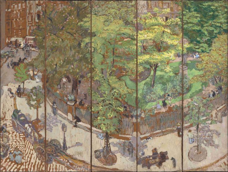 Place Vintimille,Edouard Vuillard,Peinture à l'huile,Peinture à l'huile, arbre, paysage, véhicule terrestre