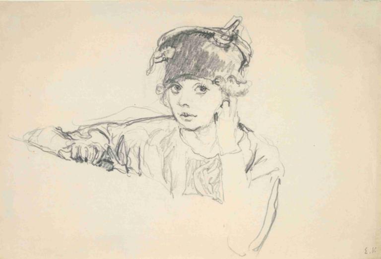 Portrait of Jane Renouardt,Portrait de Jane Renouardt,Edouard Vuillard,Croquis,Croquis, solo, 1garçon