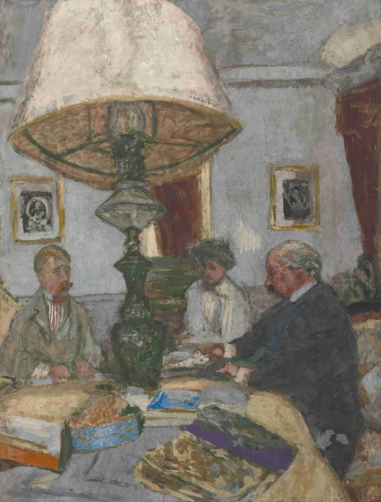 Sous La Grande Lampe À Saint-Jacut,Under den store lampe i Saint-Jacut,Edouard Vuillard,Oliemaleri,Oliemaleri