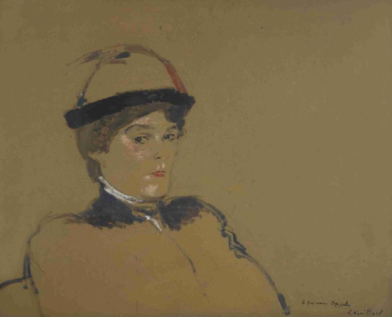 Suzanne Desprès,Suzanne efter,Edouard Vuillard,Tempera,Tempera, solo, mandligt fokus, 1 dreng, hat