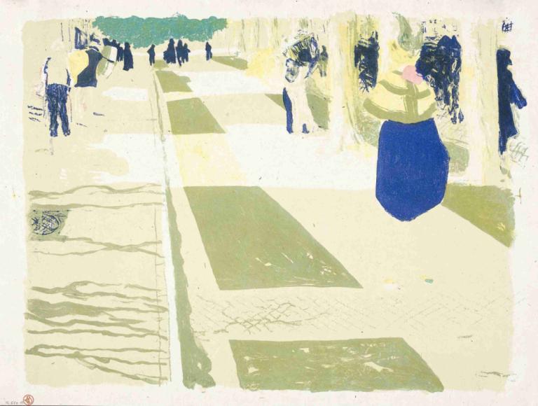 The Avenue,Avenue,Edouard Vuillard,Tempera,Tempera, vej, udendørs, nederdel, træ, 1 pige, gade, skygge