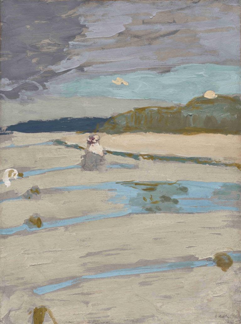 The Beach at Saint-Jacut,Stranden ved Saint-Jacut,Edouard Vuillard,Tempera,Tempera, udendørs, 1 pige, solo