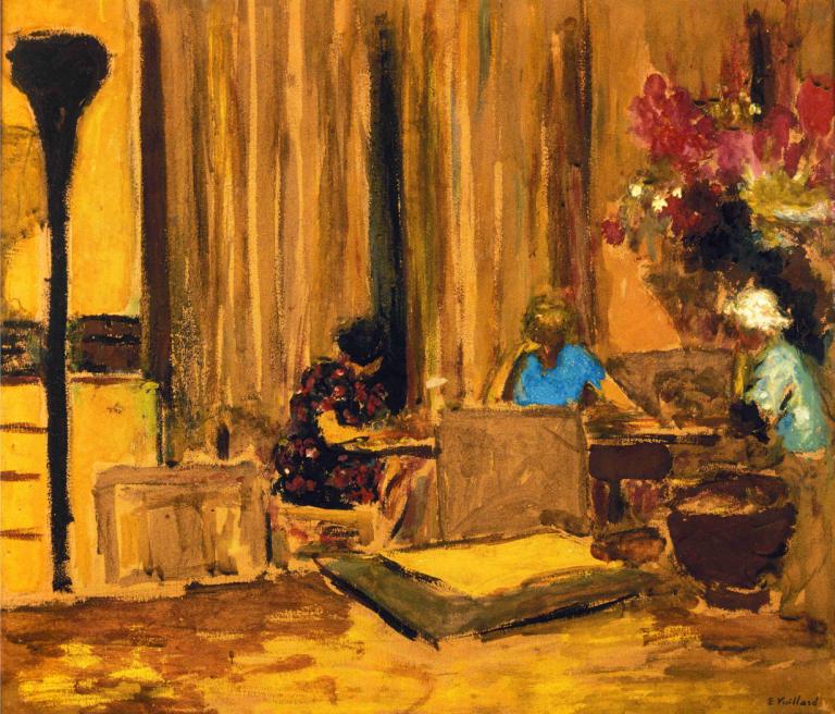 The Billiard Room at the Chateau at Clayes,Billardrummet på Chateau at Clayes,Edouard Vuillard,Oliemaleri