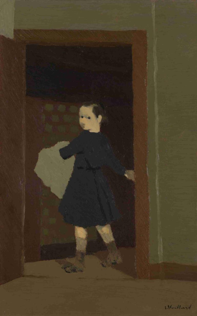 The Child at the Door,Το παιδί στην πόρτα,Edouard Vuillard,Ελαιογραφία,Ελαιογραφία, μονοφωνία, 1 κορίτσι