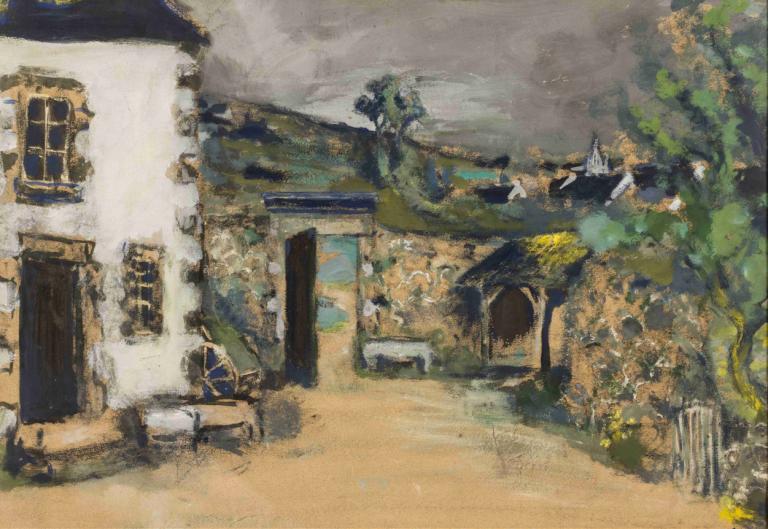 The Farmhouse,Bondehuset,Edouard Vuillard,Oliemaleri,Oliemaleri, landskab, ingen mennesker, træ, udendørs