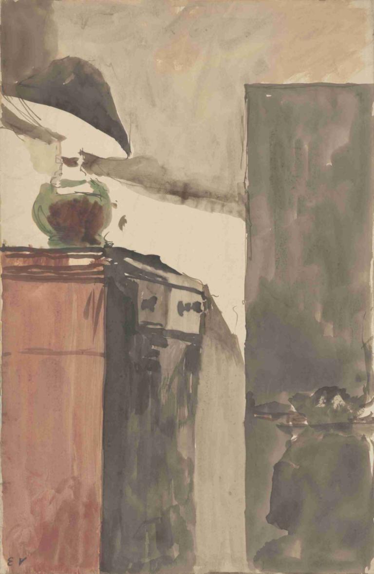 The Lamp,Lampan,Edouard Vuillard,Oljemålning,Oljemålning, solo, inga människor