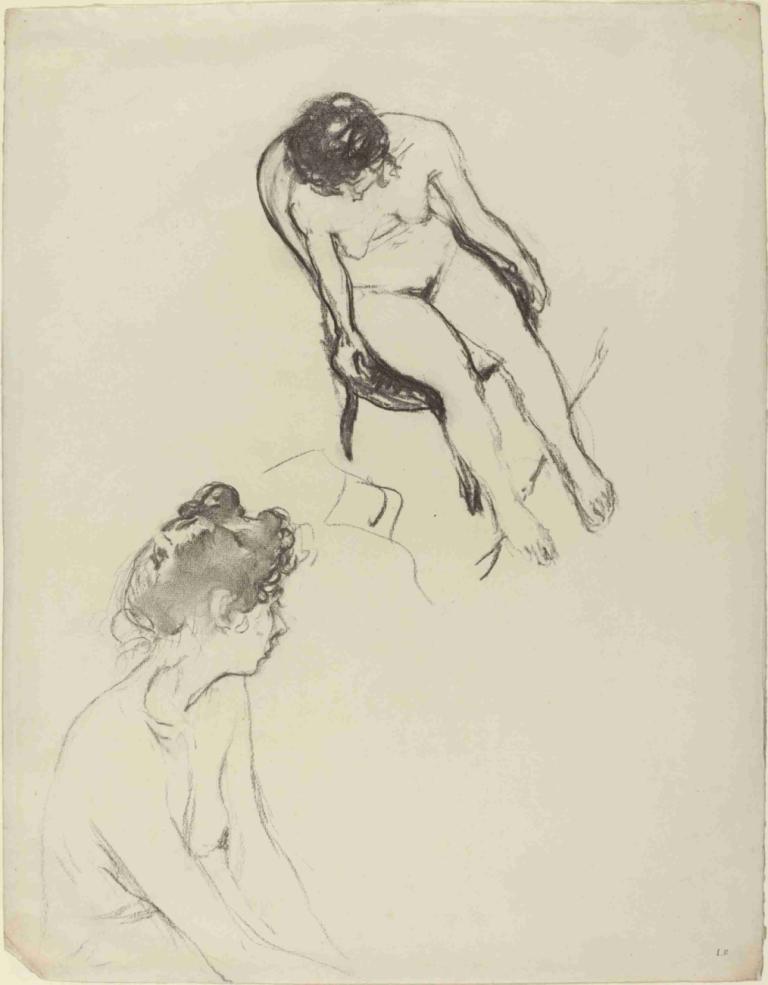 Two Nude Figure Studies,Två studier av nakna figurer,Edouard Vuillard,Skiss,Skiss, naken, Sammanträde