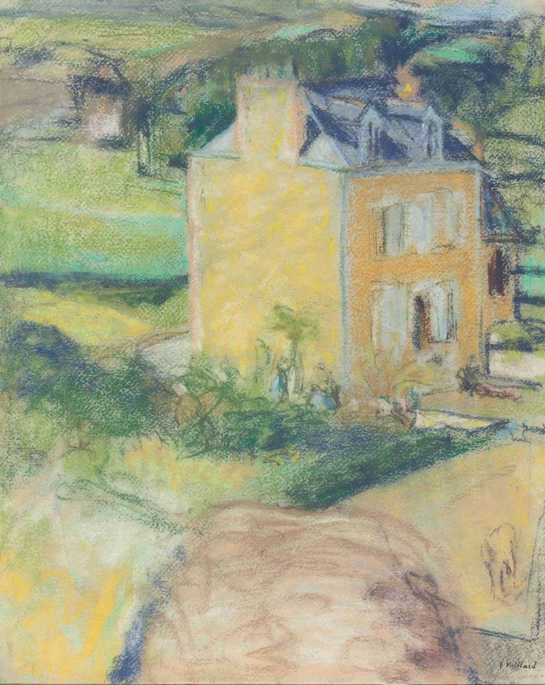 Villa At Saint-Jacut,Edouard Vuillard,Tempera,Tempera, hus, traditionella medier, utomhus, inga människor