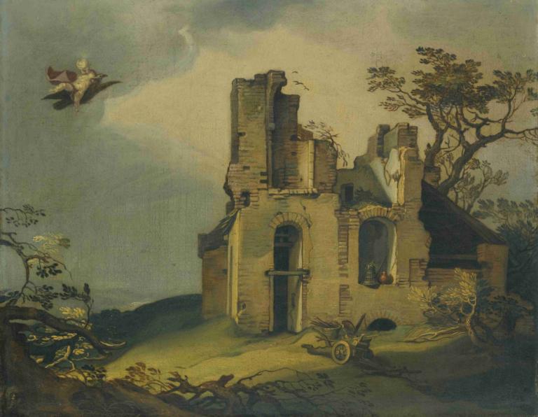 A Landscape With Ruins, With The Rape Of Ganymede,Abraham Bloemaert,Oil Painting,Oil Painting, tree, outdoors