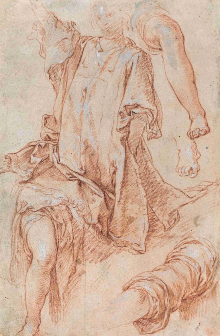 Studies of Legs and Drapery,Studier av ben och draperier,Abraham Bloemaert,Färgskiss,Färgskiss, enda horn