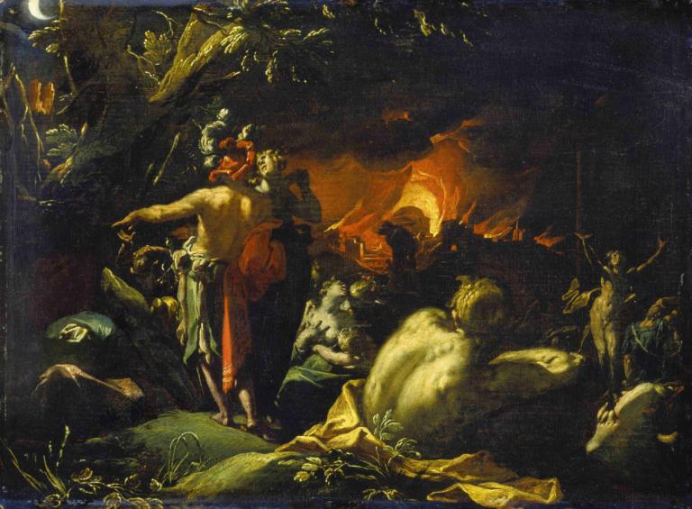 The Burning of Troy,Trojas brinnande,Abraham Bloemaert,Oljemålning,Oljemålning, konstparodi, manligt fokus