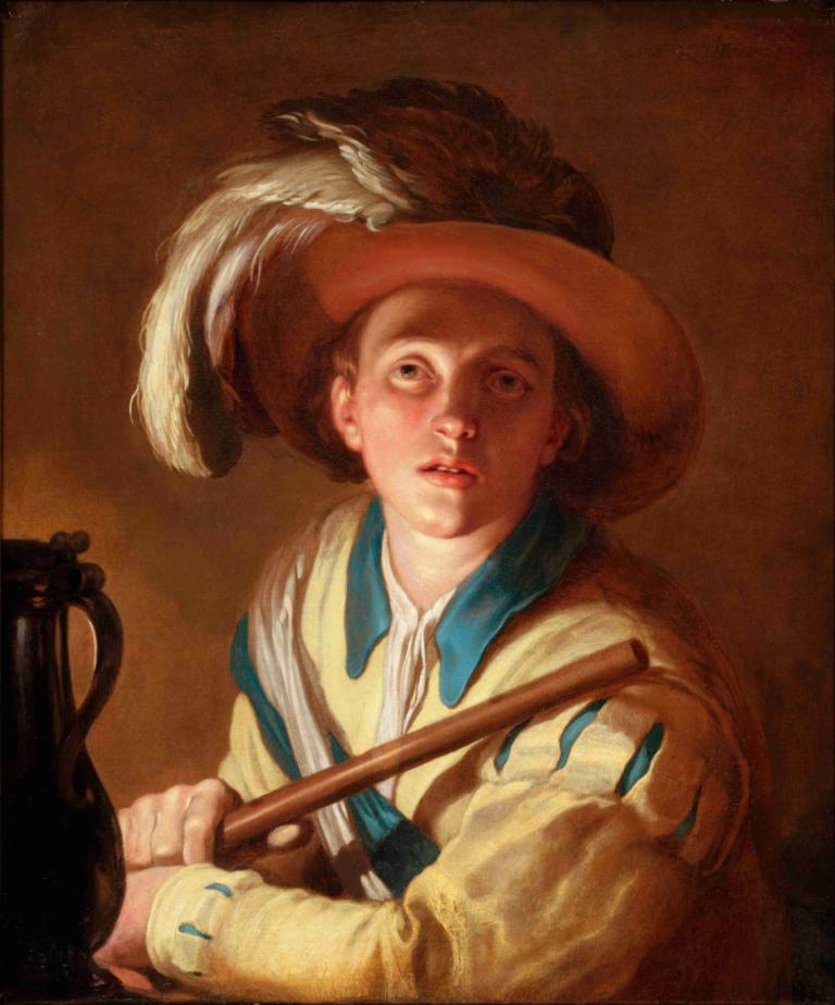 The Flute Player,Flautistul,Abraham Bloemaert,Pictura in ulei,Pictura in ulei, solo, pălărie