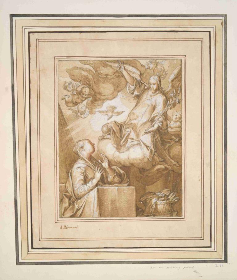 The Annunciation,Bebådelsen,Abraham Bloemaert,Färgskiss,Färgskiss, konstparodi, flera pojkar, morgonrock