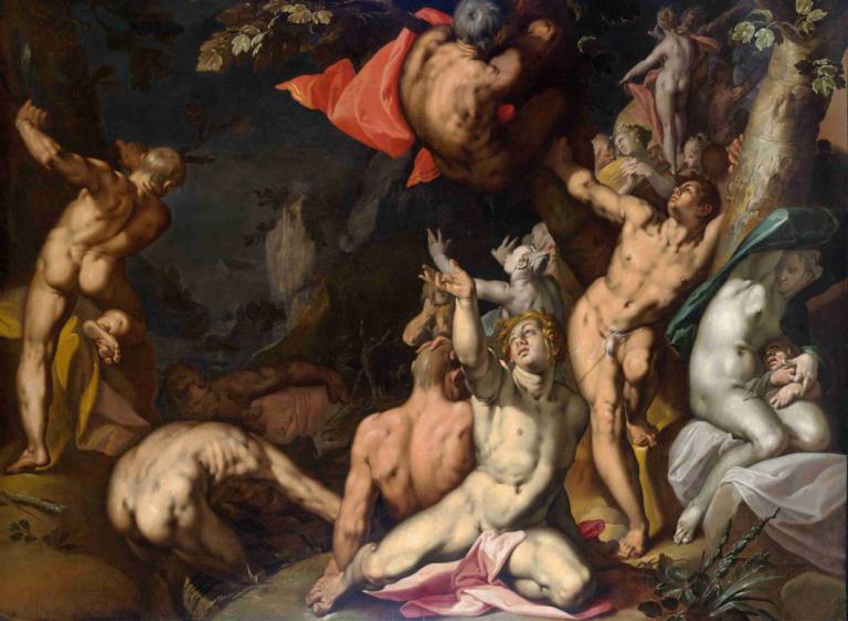 The Deluge,Syndafloden,Abraham Bloemaert,Oljemålning,Oljemålning, konstparodi, parodi, manligt fokus, Vad