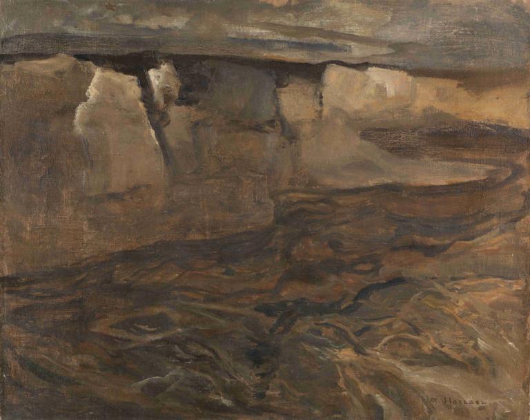 Dachauer Landschaft mit weißem Felsen,Paysage de Dachau avec rocher blanc,Adolf Hölzel,Peinture à l'huile