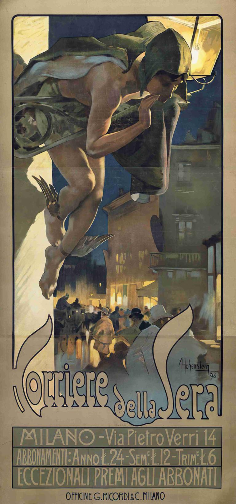 Corriere Della Sera - Milano,Adolfo Hohenstein,Ilustracija,Ilustracija, bosi, več fantov, angleško besedilo