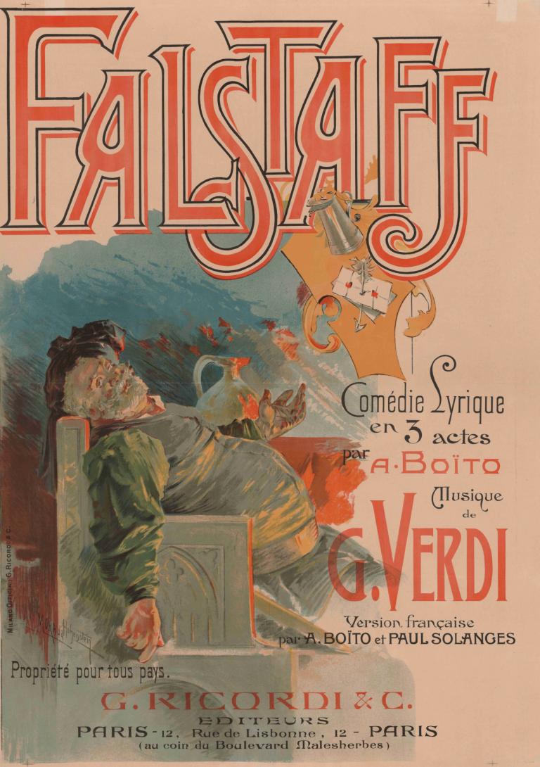 Falstaff,Adolfo Hohenstein,Illustration,Illustration, cover, magazine cover, 1boy, english text, black hair