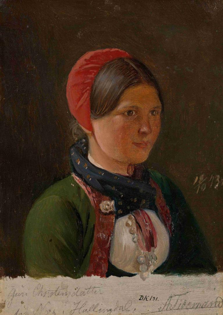 Girl from Hallingdal,เด็กผู้หญิงจากฮาลินดัล,Adolph Tidemand,อดอล์ฟ ทิดมันด์,จิตรกรรมสีน้ำมัน,จิตรกรรมสีน้ำมัน