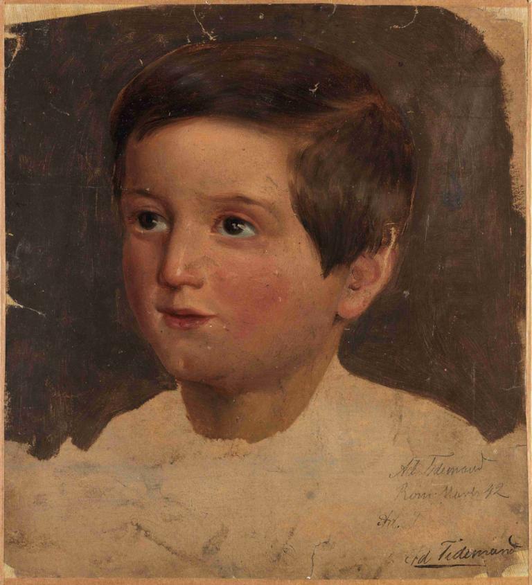 Portrait Study of a Boy,Portretna študija dečka,Adolph Tidemand,Oljna slika,Oljna slika, solo, 1 dekle