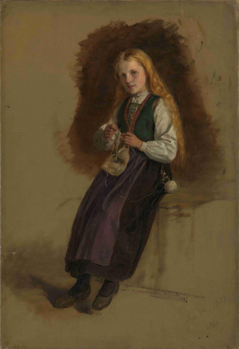 Portrait of Syneve Larsdatter from Vikør,Portret Syneve Larsdatter iz mesta Vikør,Adolph Tidemand,Oljna slika