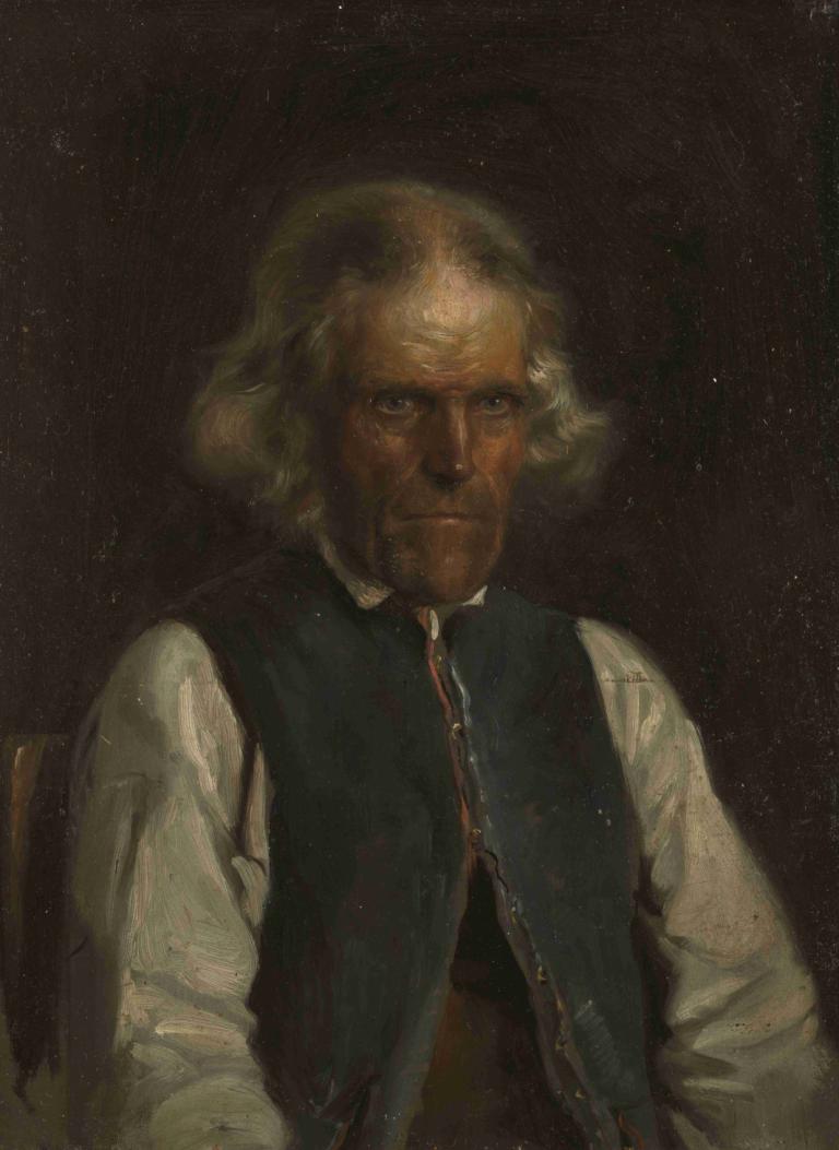 Portrait of a Farmer from Voss,Adolph Tidemand,Oil Painting,Oil Painting, solo, 1boy, male focus, blonde hair