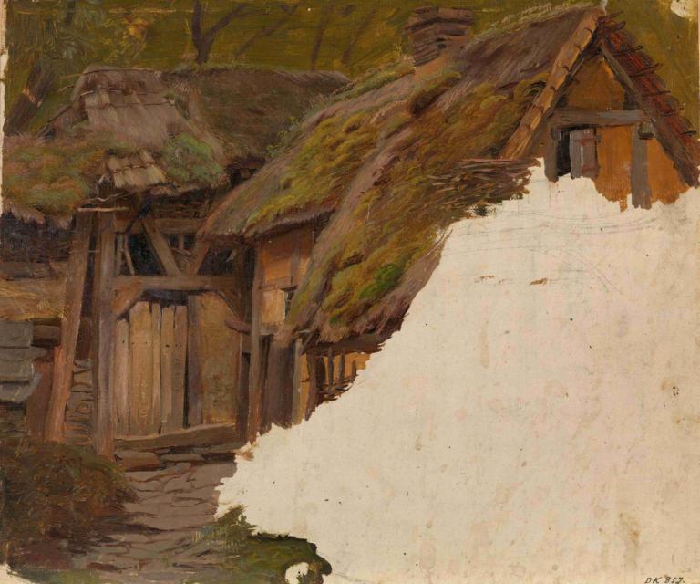 Study of an old Farm,Исследование старой фермы,Adolph Tidemand,Адольф Тидеманд,Картина Маслом,Картина Маслом