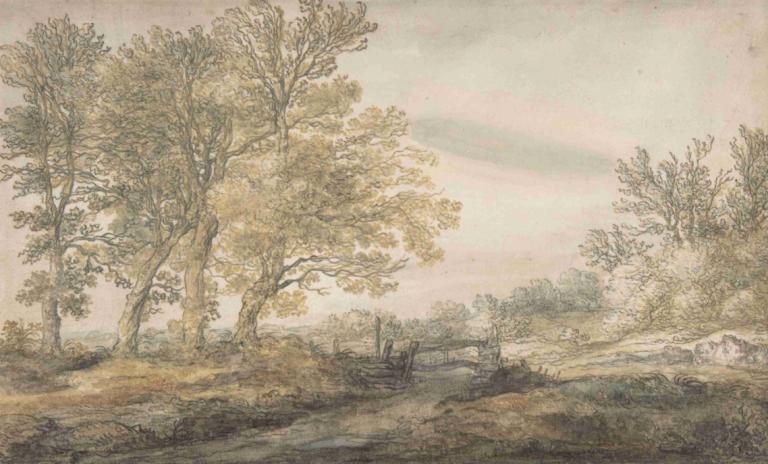 Landscape with Trees,樹木のある風景,Aelbert Cuyp,エルベルト・キュイプ,油絵,油絵, 木, 景色, 屋外, 人間がいない, 従来のメディア, 空, 風景, 川, 自然, 草