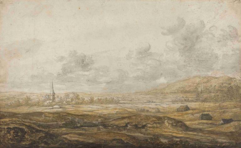 Panoramic Landscape along the Rhine,ライン川沿いのパノラマ風景,Aelbert Cuyp,エルベルト・キュイプ,油絵,油絵, 景色, 人間がいない, 屋外, 雲, 空