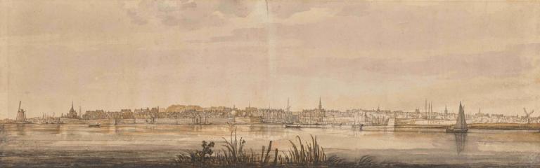 Panoramic View of Dordrecht and the River Maas,ドルトレヒトとマース川の全景,Aelbert Cuyp,エルベルト・キュイプ,油絵,油絵, 景色, 屋外, 水, 雲, 空