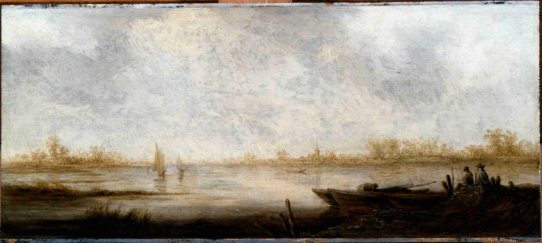 River Landscape,Aelbert Cuyp,Oil Painting,Oil Painting, scenery, tree, outdoors, watercraft