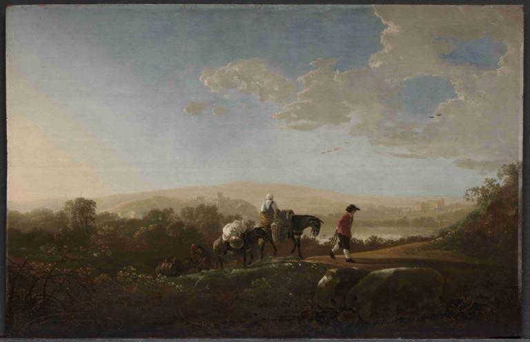 Travelers in Hilly Countryside,Wisatawan di Pedesaan Berbukit,Aelbert Cuyp,Lukisan cat minyak