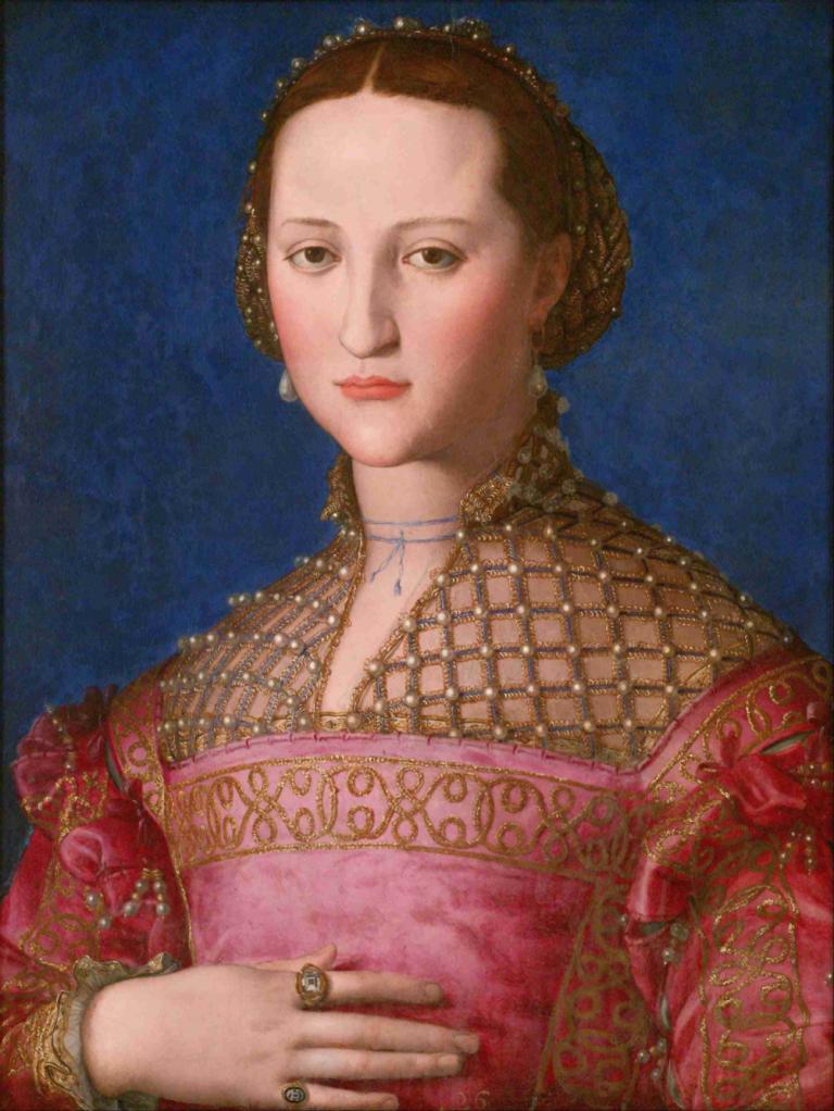 Eleonora Of Toledo,Agnolo Bronzino,Oil Painting,Oil Painting, 1girl, jewelry, solo, ring, realistic