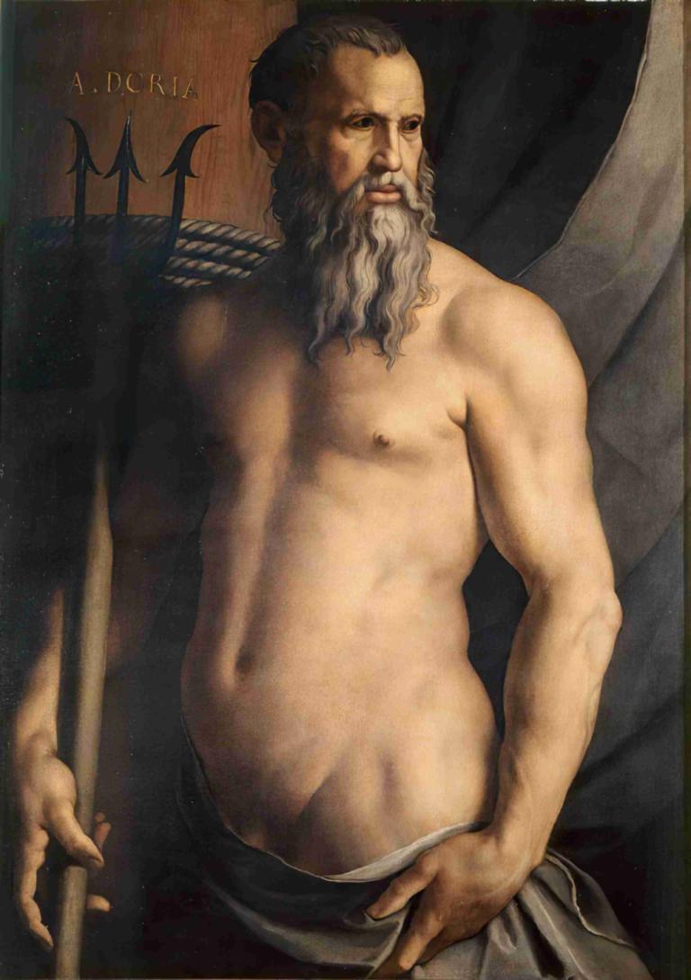 Portrait Of Andrea Doria As Neptune,Agnolo Bronzino,Oil Painting,Oil Painting, 1boy, male focus, solo, beard