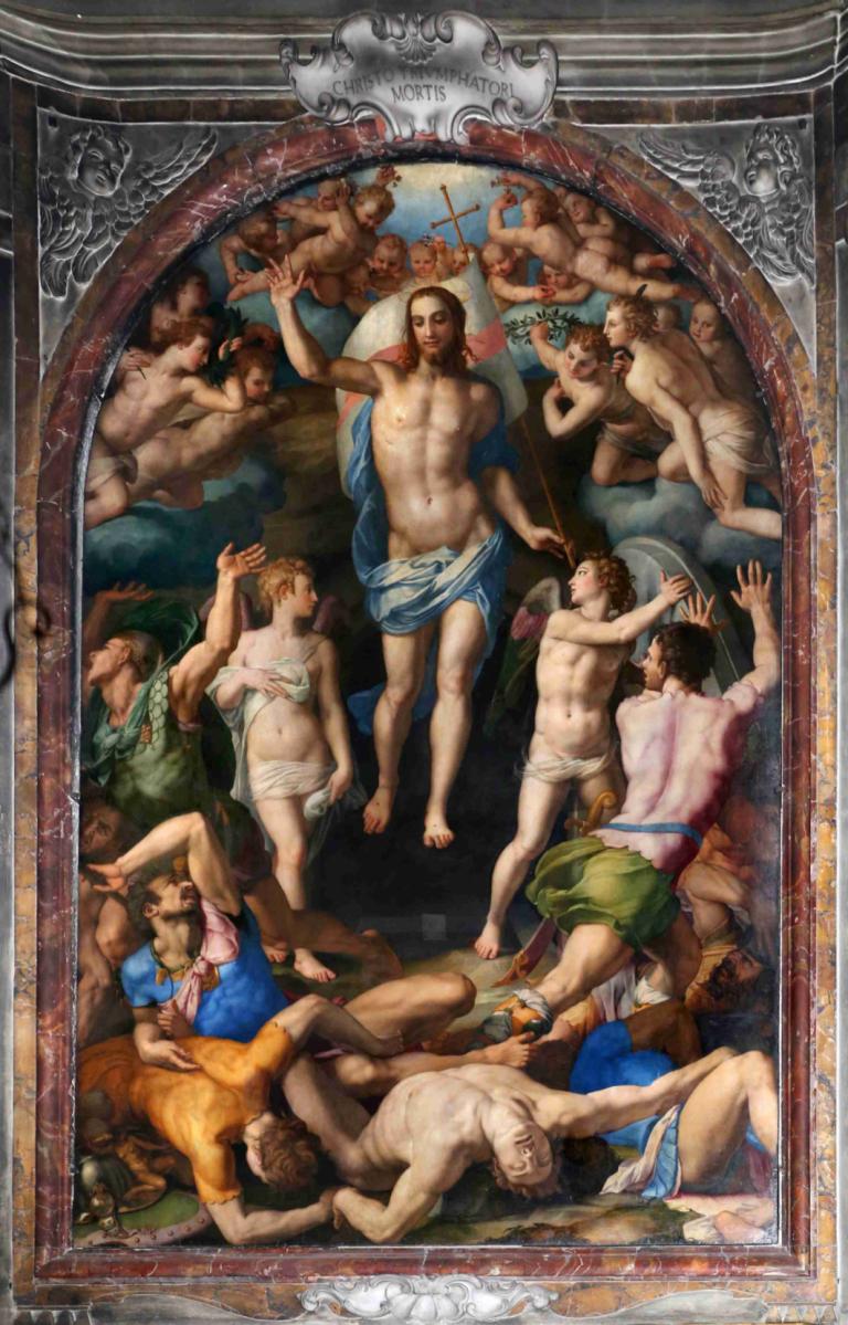 Resurrection Of Christ,Kristi oppstandelse,Agnolo Bronzino,Oljemaleri,Oljemaleri, 6+gutter, flere gutter