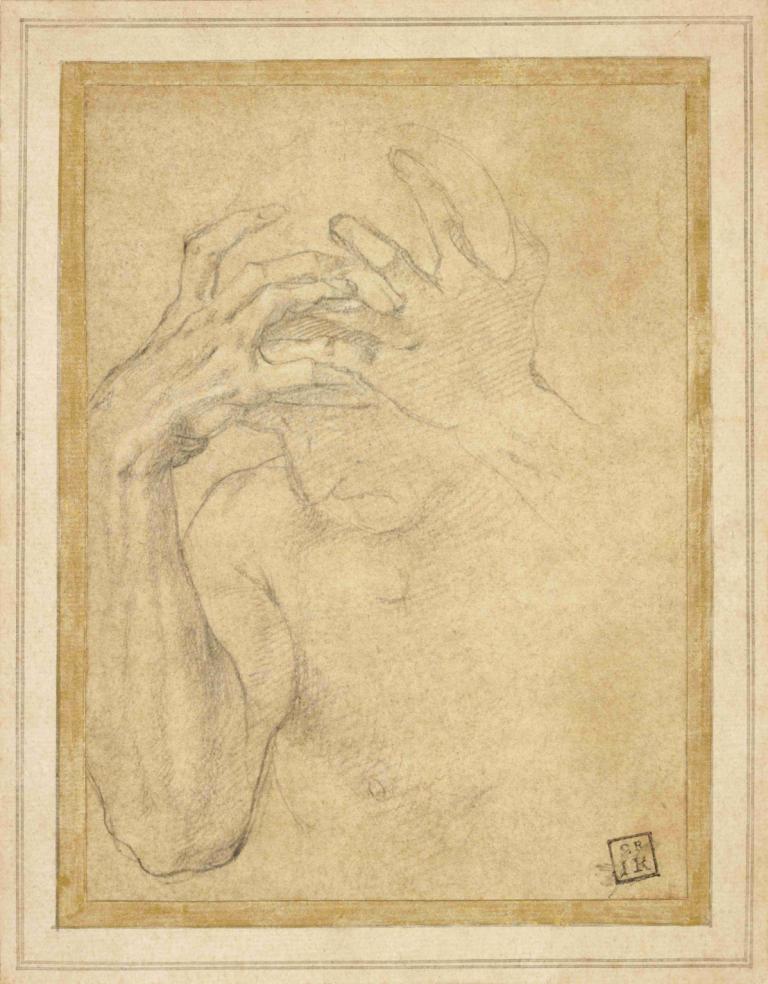 Study of Jealousy,Agnolo Bronzino,Sketch,Sketch, 1boy, solo, male focus, monochrome, traditional media