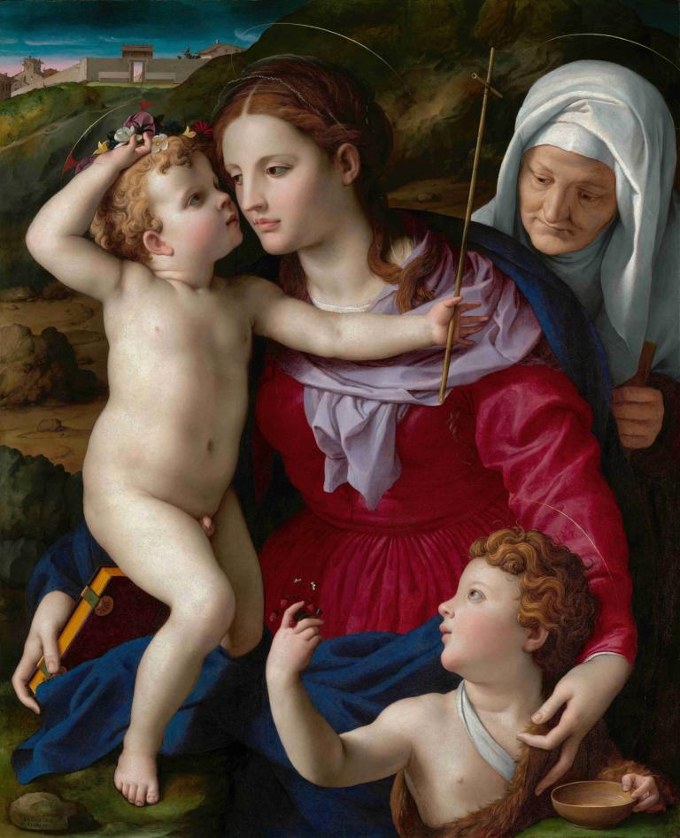 Virgin and Child with Saint Elizabeth and Saint John the Baptist,聖母與子與聖伊麗莎白和聖約翰施洗者,Agnolo Bronzino,油畫,油畫