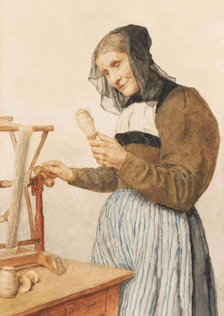 Old Woman With Spindle,Donna anziana con fuso,Albert Anker,Pittura ad olio,Pittura ad olio, vecchio, vecchia