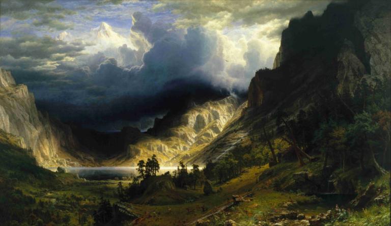 A Storm in the Rocky Mountains, Mt. Rosalie,Une tempête dans les Rocheuses, le mont Rosalie,Albert Bierstadt