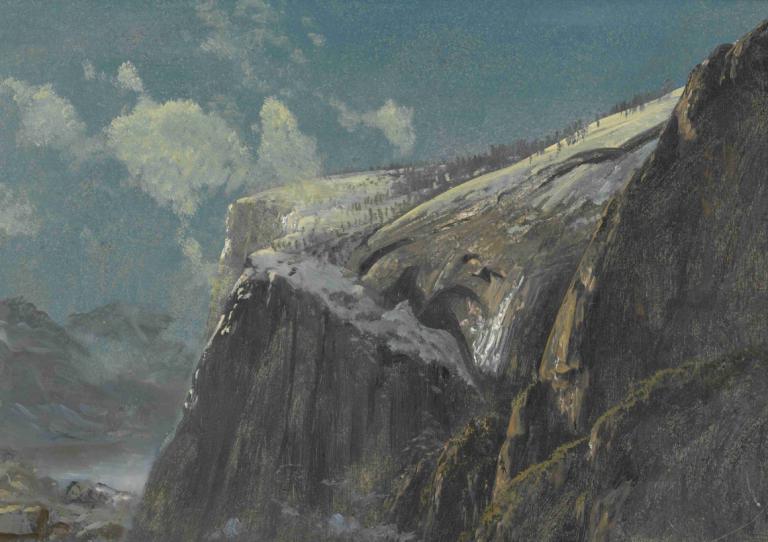 Above the timberline,林线之上,Albert Bierstadt,阿尔伯特-比尔斯塔特,油画,油画, 风景, 户外, 天空, 云, 没有人类, 山, 天, 景观, 岩石, 多云的天空, 悬崖